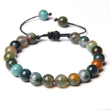 Green African Stone Braided Bracelet Adjustable Rope Bracelets