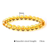 Yellow Citrine Beaded Bracelet Natural Stone Bangle Women's Reiki Jewelry