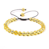 Yellow Citrine Beaded Bracelet Natural Stone Bangle Women's Reiki Jewelry