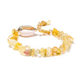 Yellow Citrine Beaded Bracelet Natural Stone Bangle Women's Reiki Jewelry