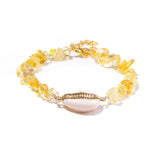Yellow Citrine Beaded Bracelet Natural Stone Bangle Women's Reiki Jewelry