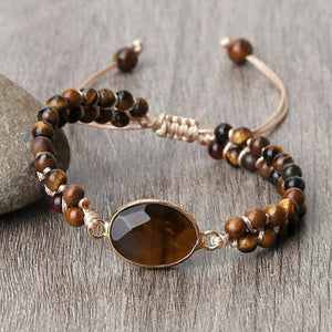Tiger Eye Stone Bracelet 4mm Beads Yoga Wrap Bangle Men Women Boho Jewelry