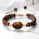 Tiger Eye Stone Bracelet 4mm Beads Yoga Wrap Bangle Men Women Boho Jewelry