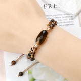 Tiger Eye Stone Bracelet 4mm Beads Yoga Wrap Bangle Men Women Boho Jewelry