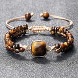 Tiger Eye Stone Bracelet 4mm Beads Yoga Wrap Bangle Men Women Boho Jewelry