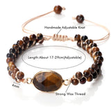 Tiger Eye Stone Bracelet 4mm Beads Yoga Wrap Bangle Men Women Boho Jewelry