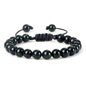 Adjustable Green Sandstone Beaded Bracelet - Yoga Jewelry