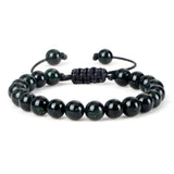 Adjustable Green Sandstone Beaded Bracelet - Yoga Jewelry