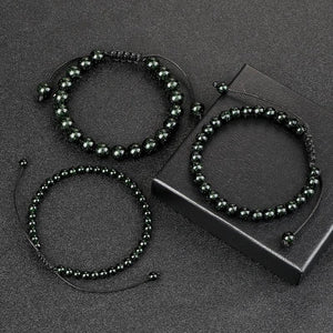 Adjustable Green Sandstone Beaded Bracelet - Yoga Jewelry