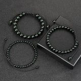 Adjustable Green Sandstone Beaded Bracelet - Yoga Jewelry