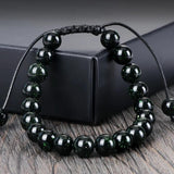 Adjustable Green Sandstone Beaded Bracelet - Yoga Jewelry