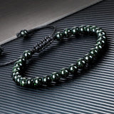 Adjustable Green Sandstone Beaded Bracelet - Yoga Jewelry