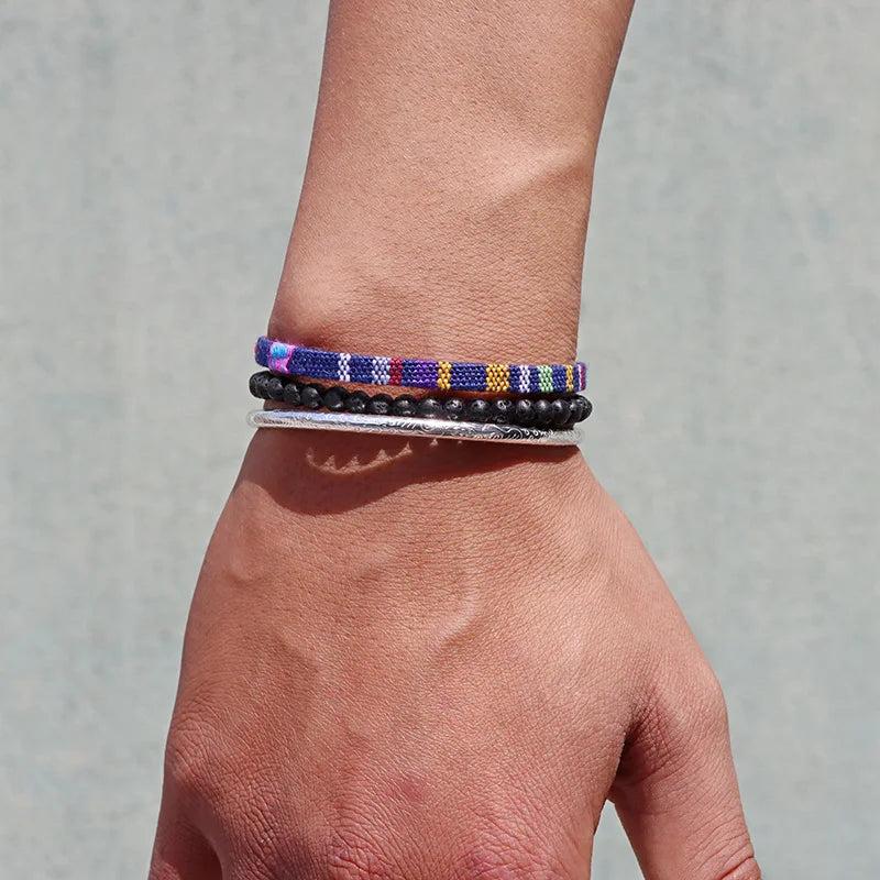 Surfer Bracelet Set Boho Summer Weave Cotton Braided Bracelets