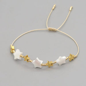 Hematite Stone Star Charm Bracelet Golden Shell Stars Pulseras Adjustable