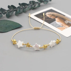 Hematite Stone Star Charm Bracelet Golden Shell Stars Pulseras Adjustable