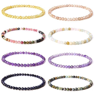 Faceted Zircon Beads Bracelets 4MM Crystal Tourmaline Pink Opal