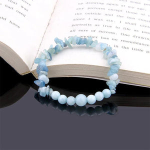 Aquamarines Chip Beads Stretch Bracelets Men Women Jewelry