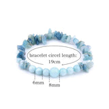 Aquamarines Chip Beads Stretch Bracelets Men Women Jewelry