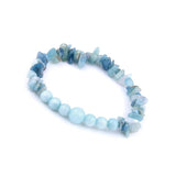 Aquamarines Chip Beads Stretch Bracelets Men Women Jewelry