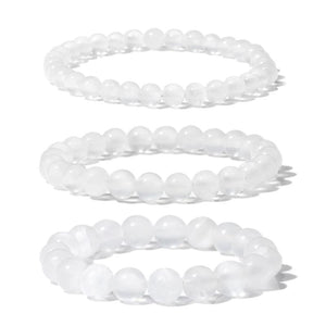 6 8 10 MM Real Agate Stone Bracelet Howlite Selenite Beaded Bracelet