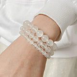 6 8 10 MM Real Agate Stone Bracelet Howlite Selenite Beaded Bracelet