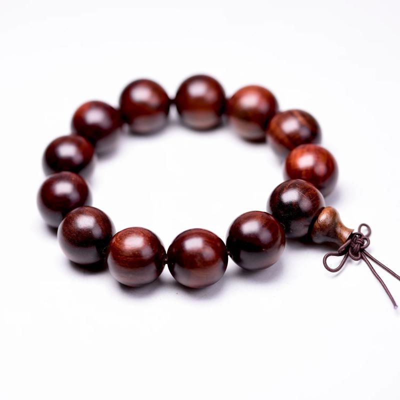 20mm Men's Wooden Red Buddha Bracelet Large Bead Jewelry