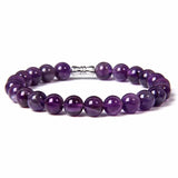 Purple Stone Beads Bracelet Amethyst Kunzite Agate Crystal Quartz Elastic