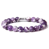 Purple Stone Beads Bracelet Amethyst Kunzite Agate Crystal Quartz Elastic