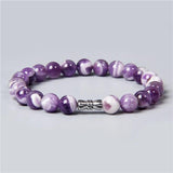 Purple Stone Beads Bracelet Amethyst Kunzite Agate Crystal Quartz Elastic