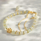 Green Glass Beaded Bracelet Elastic Rope Natural Hetian Jade Bracelet