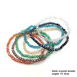 3pcs Crystal Beaded Bracelet Women 4mm Beads Lots Colors Glamour Friendship