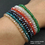 3pcs Crystal Beaded Bracelet Women 4mm Beads Lots Colors Glamour Friendship