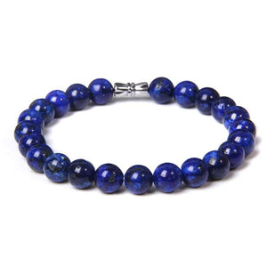 Lapis Lazuli Stone Beads Bracelet 8mm Stripe Agates Charm Bracelet