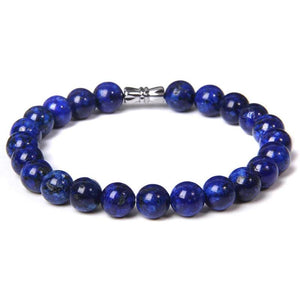 Lapis Lazuli Stone Beads Bracelet 8mm Stripe Agates Charm Bracelet