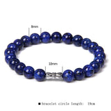 Lapis Lazuli Stone Beads Bracelet 8mm Stripe Agates Charm Bracelet