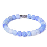 Lapis Lazuli Stone Beads Bracelet 8mm Stripe Agates Charm Bracelet