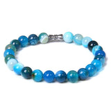 Lapis Lazuli Stone Beads Bracelet 8mm Stripe Agates Charm Bracelet