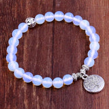 Tree Life Buddha Beads Bracelet Charm Elastic Moonsto...