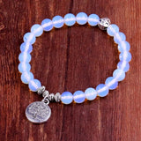 Tree Life Buddha Beads Bracelet Charm Elastic Moonsto...