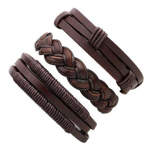 Mens Punk Bileklik Leather Bracelet Natural Stone Beads