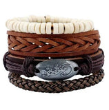 Mens Punk Bileklik Leather Bracelet Natural Stone Beads