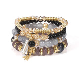 Boho Colorful Beads Bracelet Set Tassel Charm Glass Beaded Chain Wristband