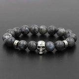 Men's Stainless Steel Charm Bracelet with Natural Stone Beads