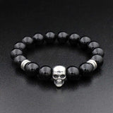 Men's Stainless Steel Charm Bracelet with Natural Stone Beads