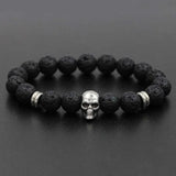 Men's Stainless Steel Charm Bracelet with Natural Stone Beads