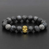 Men's Stainless Steel Charm Bracelet with Natural Stone Beads