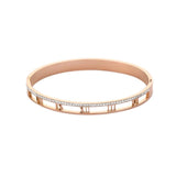 Roman Numerals Crystal Rhinestone Stainless Steel Bangle