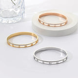 Roman Numerals Crystal Rhinestone Stainless Steel Bangle