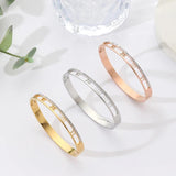 Roman Numerals Crystal Rhinestone Stainless Steel Bangle