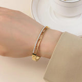 Roman Numerals Crystal Rhinestone Stainless Steel Bangle